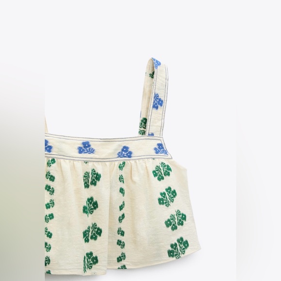 NWOT Zara Floral Flowy Crop Top Size Large - Picture 3 of 6